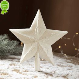 Glitter White Top Star Merry Christmas Decorations for Home 2022 Nieuwjaar Natal Noel 2023 Xmas Tree Ornamenten