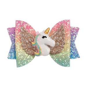 Glitter Wing Hair Bows Unicorn Bows Bows Girls Cañas de hadas Clips Handmed Barrettes Fiesta de fiesta Costeado 1767