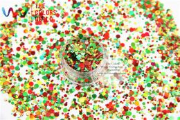 Glitter XMAS284 Mixed Laser Holographic Colors Round Dot Shape Glitter Sequins voor Nail Art en Diy Christmas Decoration