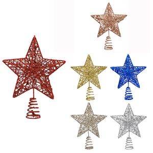 Glitterde kerstboom Topper Star Decoratie Xmas Treetop Home Decor 8 inches/20 cm rood goud zilverblauw XBJK2210