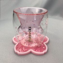 Glinsterende drank Cherry Blossom Delicate Coaster Tafel warmtekussen met snel zandstromende 220627