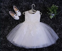 Glizt Baby Meisje Kleding Bruiloften Pageant Wit Eerste Heilige Kant Borduren Bloem Communie Jurk Pailletten Kinderen Bruidsmeisje Gown326z