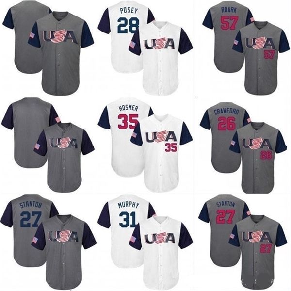 GlnNiK1 YOUTH Buster28Posey USA World Baseball Classic WBC Jersey Adam Jones Matt Carpenter Giancarlo Stanton Michael Fulmer Paul Goldschmidt