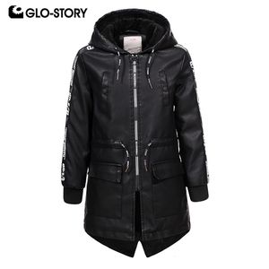 GLO-STORY expédié depuis les enfants européens garçons longues vestes en Faux cuir enfants hiver doublure en laine vêtements d'extérieur coupe-vent manteaux 7445