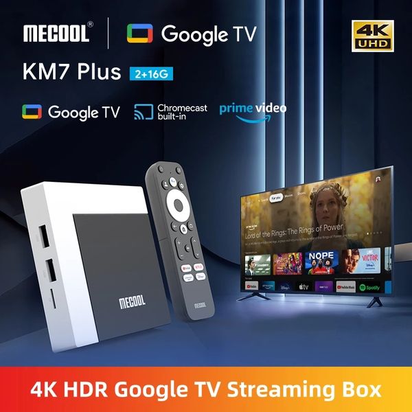 Global Android TV Box KM7 Plus Android 11 Netflix 4K Google TV 2 Go DDR4 16 Go Rom100m LAN Internet S905Y4 Player média à domicile
