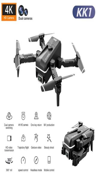 Global Drone 4K Double HD Camera Mini Vehicle Party Favor avec WiFi FPV Hélicoptère pliable Hélicoptère Selfie Toys pour KI4090901