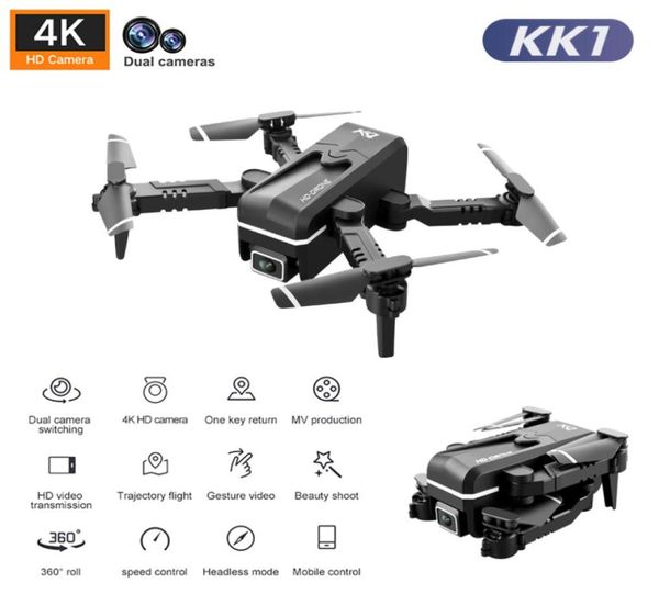 Global Drone 4K Double HD Camera Mini Vehículo Favor con WiFi FPV Foldable Professional Helicopter Selfie Drones juguetes para KI3668111