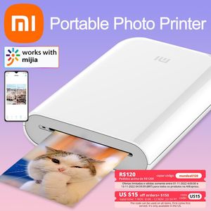 Global Printers -versie Xiaomi Mi Mini Portable Pocket Photo Printer Mijia Zink 300 DPI Paper Self Adhesive Wireless Bt Color Thermal Pri Ni Jia