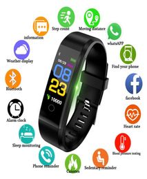 Version mondiale Bluetooth montre intelligente Amoled Sport Bracelet 115 Plus bande intelligente Sport santé étanche podomètres1602247