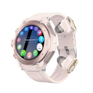 AI Smart Watch Android met oordopjes hartslag bloeddruk zuurstof lichaamstemperatuur reloj intelente touchscreen bluetooth wijzerplaat sport horloges waterdicht 128m