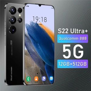 Versión Global Smartphone S22 Ultra + 5G 6,8 pulgadas 12G + 512GB teléfono móvil huella digital cara HD Cámara teléfono inteligente desbloqueado