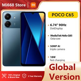 Versión global Xiaomi Poco C65 Smartphone NFC HELIO G85 Baja Blue Light 6.74 pulgadas IPS LCD Pantalla 90Hz Velocidad de 18W Cargo de 18W