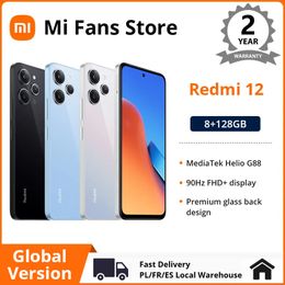 Version globale Xiaomi Redmi 12 Smartphone 8 + 128 Go 50MP Camerie 6.79 "Affichage 90Hz MediaTek Helio G88 Octa Core 5000mAH