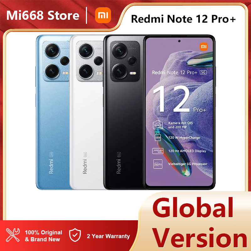 Version globale Xiaomi Redmi Note 12 Pro Plus 5G Smartphone 8 Go 256 Go 200MP CAMERIE OIS 120 Hz AMOLED 120W Chargeur de charge dans la boîte