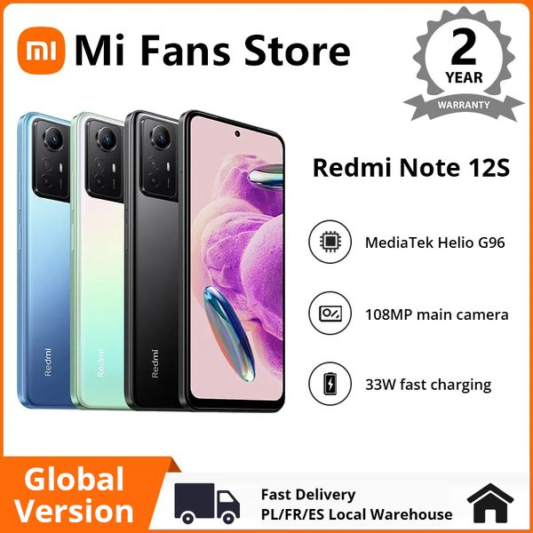 Version globale Xiaomi Redmi Note 12S 256 Go 108MP CAMERIE MediaTek Helio G96 6.43 '' 90 Hz AMOLED DOTDISPlay 33W Charge rapide