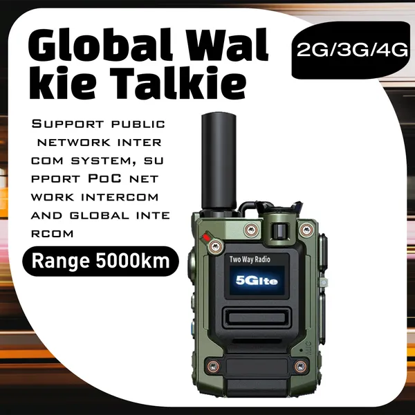 Walkie talkie global 4G 3G 2G walkie talkie bidireccional de doble frecuencia integrado con distancia ilimitada de 5000 kilómetros