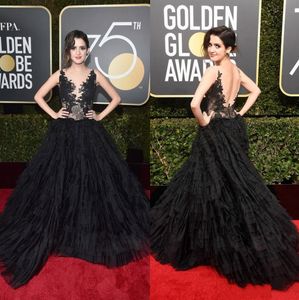 Globe Golden Awards Lace Prom Dresses Sheer Bateau Neck Backless avondjurken Tiered Laura Marano Red Carpet Formal Dress