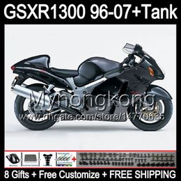 Gloss zwart 8gift voor Suzuki Hayabusa GSXR1300 96 97 98 99 00 01 13MY138 GSXR 1300 GSX-R1300 GSX R1300 02 03 04 05 06 07 Gray Black Faring