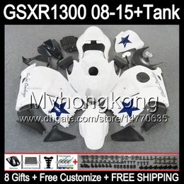 noir brillant 8gifts Pour SUZUKI Hayabusa GSXR1300 08 15 GSXR-1300 14MY81 GSXR 1300 GSX R1300 08 09 10 11 12 13 14 15 Kit carénage blanc noir