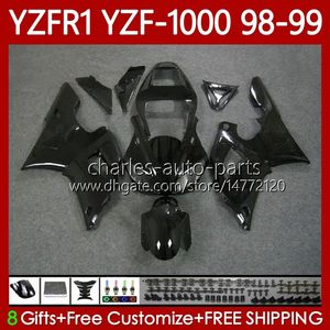 Glans Zwart Motorfiets Lichaam voor Yamaha YZF-R1 YZF-1000 YZF R 1 1000 cc 98-01 Carrosserie 82NO.1 YZF R1 1000CC YZFR1 98 99 00 01 YZF1000 1998 1999 2000 2001 OEM-FUNLINGS KIT