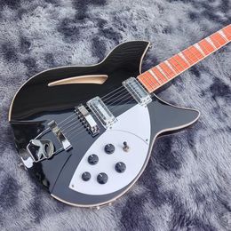 Guitare électrique semi-cuite noir brillant 325 Fishbone Bound 360