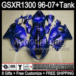 Gloss Blue 8Gift voor Suzuki Hayabusa GSXR1300 96 97 98 99 00 01 13MY213 GSXR 1300 GSX-R1300 GSX R1300 02 03 04 05 06 07 Gloss Blue Fairing