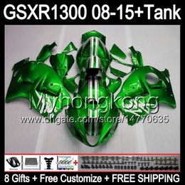 vert brillant 8gifts Pour SUZUKI Hayabusa GSXR1300 2008 2009 2010 2011 14MY202 GSXR-1300 GSX R1300 GSXR 1300 2012 2013 2014 2015 Carénage vert