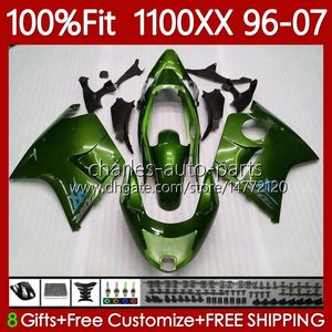 Glans Groene injectielichaam voor HONDA CBR1100 CBR 1100xx 1100 XX CC 114NO.121 BLACKBIRD CBR1100XX 1996 1997 1998 1999 2000 2001 2002 2003 2004 2005 2006 2007 Kuip