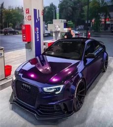 Glanzende metallic verf Midnight Purple Vinyl Wrap zelfklevende stickerfilm Black Cherry Ice Car Wrapping Roll Folie Air Channel Release9918833