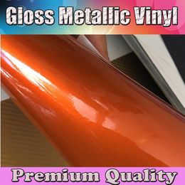 Glanzen oranje snoep vinyl auto wrap film met luchtbel metallic violet sticker auto styling foile maat 1 52x20m roll2490