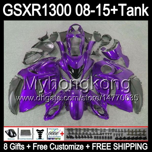 brillant violet 8gifts Pour SUZUKI Hayabusa GSXR1300 2008 2009 2010 2011 14MY81 GSXR-1300 GSX R1300 GSXR 1300 2012 2013 2014 2015 noir Carénage