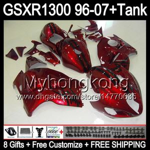 rouge brillant 8gift Pour SUZUKI Hayabusa GSXR1300 96 97 98 99 00 01 13MY182 GSXR 1300 GSX-R1300 GSX R1300 02 03 04 05 06 07 carénage rouge brillant