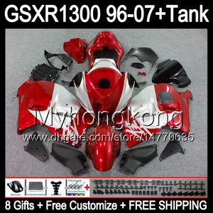 Gloss rode 8gift voor Suzuki Hayabusa GSXR1300 96 97 98 99 00 01 13MY94 GSXR 1300 GSX-R1300 GSX R1300 02 03 04 05 06 07 Top Zilver Rode Keuken