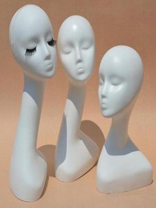 Mannequins blancs brillants pour femmes, tête à Long cou, présentoir de cheveux pour perruque, chapeau, écharpe, sans maquillage, 9148985