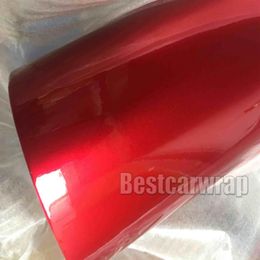 Glanzende Candy Blood Red Car Wrap Vinyl Film Met Air Release CANYD ROOD Glans Glanzende Wrap Folie Sticker Afdekvellen Maat 1 52 20M253S