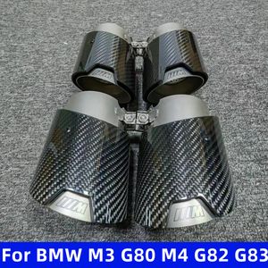 Embout d'échappement en Fiber de carbone brillant, adapté à la BMW G80 M3 G82 G83 M4 Performance, système d'échappement en acier inoxydable givré, tuyau de silencieux