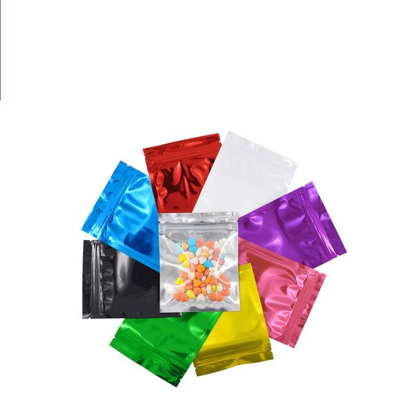 Bolso de cierre de aluminio colorido y colorido transparente en las bolsas de embalaje reclosables delanteros bolsas mylar 10x12cm