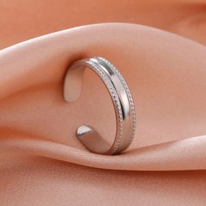 Glanzende minimalistische ring goud kleur roestvrij staal zirkoon verstelbare esthetische vingerringen voor vrouwen bruiloft sieraden cadeau