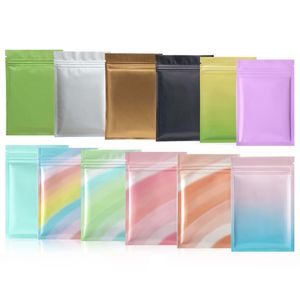 Sacs d'emballage arc-en-ciel brillants Sacs d'emballage à fermeture à glissière en papier d'aluminium plat Refermable Snack Poudre de café moulu Shampooing Pochettes cadeaux de Noël