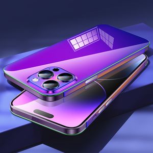 Funda de acero inoxidable ultrafina brillante para iPhone 14 Pro Max 14 13, cubierta protectora de lente de cámara