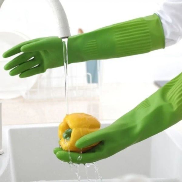 Gants 1 paire gants en caoutchouc durables gants de cuisine pour laver la vaisselle gants de nettoyage protecteur long