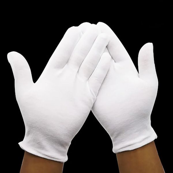 Gants 1 paire gants en coton blanc complet mâles femmes serveurs / conducteurs / bijoux / travailleurs protecteur mittens gants d'absorption de sueur