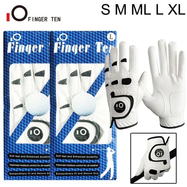 Guantes de guantes 1 CAR Guantes de golf blanco Hombres Cabretta Cuero con marcador Ball Golfer Guantero de mano PU Cuero de cuero Invierno envío al aire libre