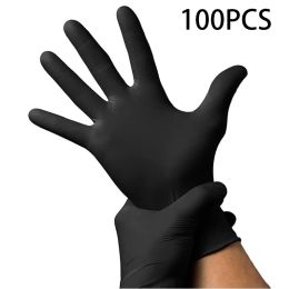Handschoenen 10/100 Pack Wegwerp Zwarte nitrilhandschoenen voor huishoudelijk reiniging werk Veiligheid Gereedschap Tuinhandschoenen Keuken Kooktatto