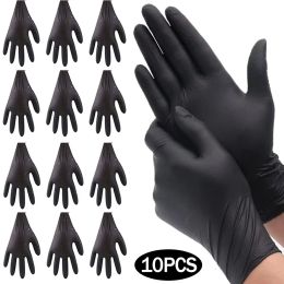 Handschoenen 10/1 stcs Wegwerp PVC -handschoenen Zwart poedervrije nitrilhandschoenen verdikt niet -slip werkhandschoenhandschoenauto herstel van keukenreiniging gereedschap