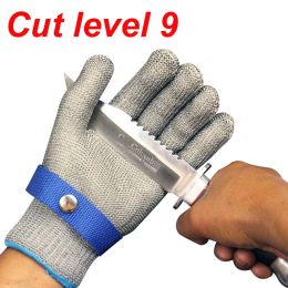 Handschoenen 100% hoge kwaliteit Anticut Glove Level 9 roestvrijstalen draadmetaal Mesh Butcher Safety Work Gloves