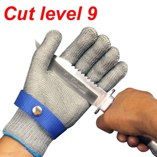 Gants 100% gants anticuats de haute qualité 9 en acier inoxydable maille métallique bouchers de sécurité gants