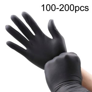 Gloves 100200 pièces gants en Nitrile noir jetables pour le nettoyage ménager travail outils de sécurité gants de jardinage outils de cuisine