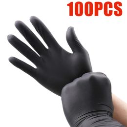 Gants 100pack / 150 gpowder gants de nitrile noir gratuit cuisine jardin outil de ménage / coiffeur / maquillage gants de travail imperméable jetable