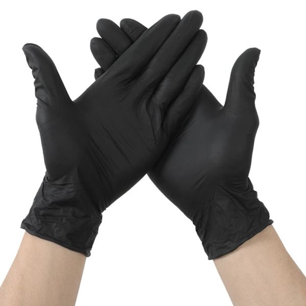 Gants 100 pièces de gants en Nitrile noirs jetables outils de sécurité pour le nettoyage ménager gants de jardinage antistatiques sans Latex